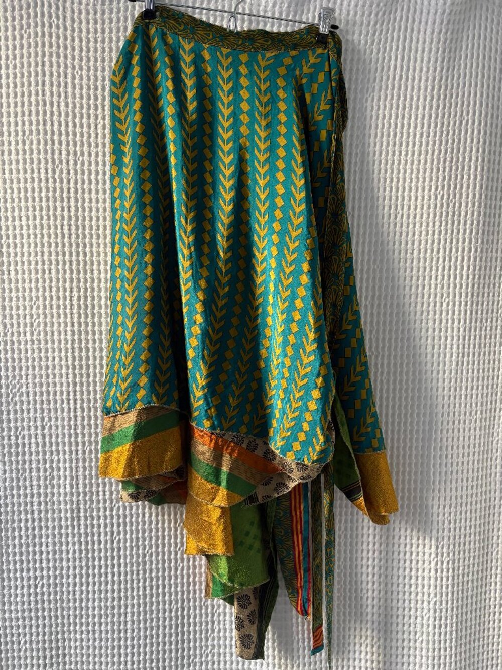 Darn Good Yarn handmade upcycled sari colorful wrap skirt size 8–20 tea length
